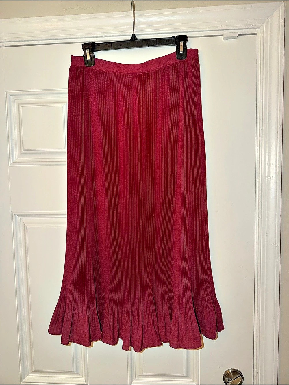 J.Crew Maxi Skirt Ruffle Hem in Burgundy Size 6 Like New